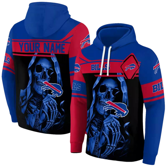 Personalized Buffalo Bills Grim Reaper Blue Black AOP Hoodie -  Moonbestprint