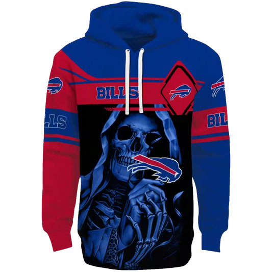 Personalized Buffalo Bills Grim Reaper Blue Black AOP Hoodie -  Moonbestprint