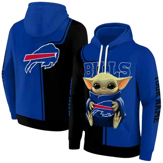 Personalized Buffalo Bills Baby Yoda Blue Black AOP Hoodie -  Moonbestprint