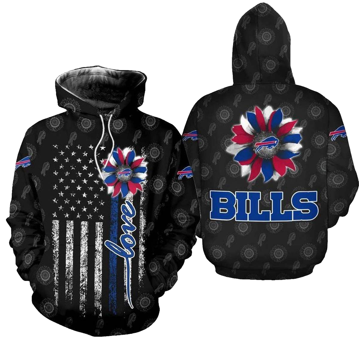 Buffalo Bills Sunflower Flag AOP Hoodie -  Moonbestprint
