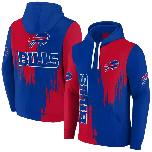 Buffalo Bills Splatter Effect Blue And Red AOP Hoodie -  Moonbestprint