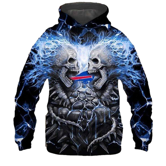 Buffalo Bills Skull Stone Fighting AOP Hoodie -  Moonbestprint