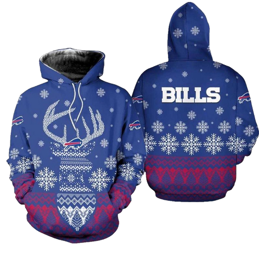 Buffalo Bills Reindeer Merry Christmas AOP Hoodie -  Moonbestprint