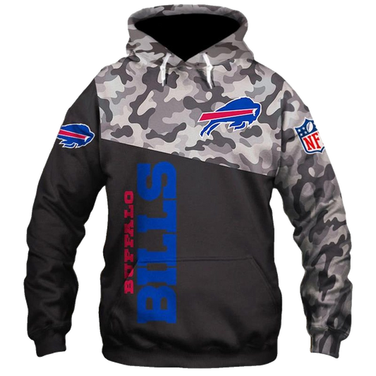 Buffalo Bills Military And Black AOP Hoodie -  Moonbestprint