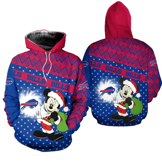 Buffalo Bills Mickey Santa Claus Funny AOP Hoodie -  Moonbestprint