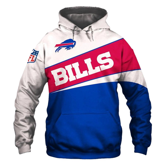 Buffalo Bills Logo Red White And Blue AOP Hoodie -  Moonbestprint