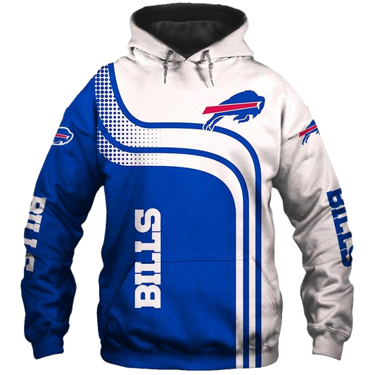 Buffalo Bills Logo One Way White And Blue AOP Hoodie -  Moonbestprint