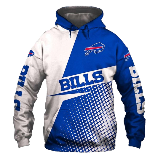 Buffalo Bills Logo Halftone White And Blue AOP Hoodie -  Moonbestprint