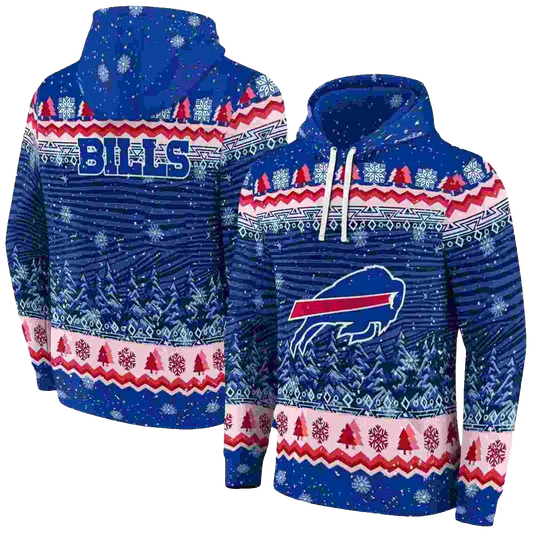 Buffalo Bills Logo And Christmas Trees Blue AOP Hoodie -  Moonbestprint