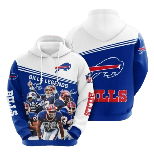 Buffalo Bills Legends Blue And White AOP Hoodie -  Moonbestprint