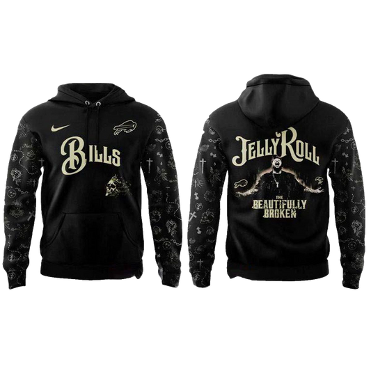 Buffalo Bills Jelly Roll The Beautifully Broken Tour 2025 AOP Hoodie -  Moonbestprint