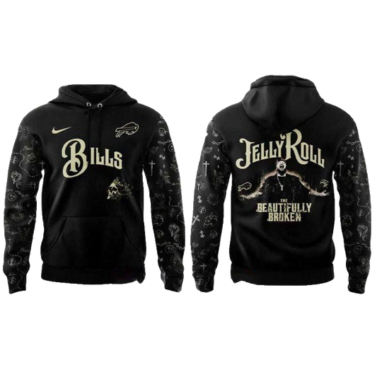 Buffalo Bills Jelly Roll The Beautifully Broken Tour 2025 AOP Hoodie -  Moonbestprint