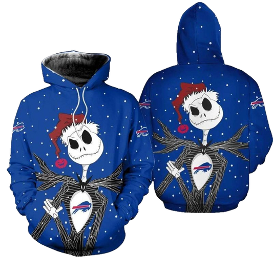 Buffalo Bills Jack Skellington Santa Claus Christmas AOP Hoodie -  Moonbestprint