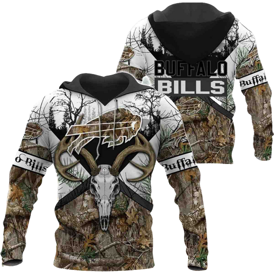 Buffalo Bills Hunting Camo Style AOP Hoodie -  Moonbestprint