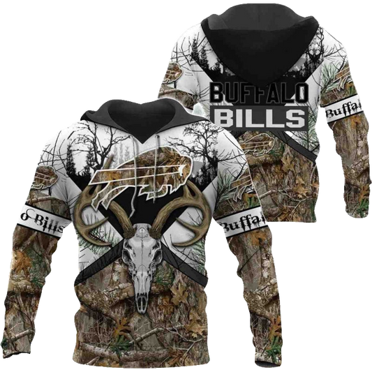 Buffalo Bills Hunting Camo Style AOP Hoodie -  Moonbestprint