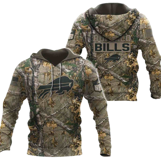 Buffalo Bills Hunting Camo AOP Hoodie -  Moonbestprint
