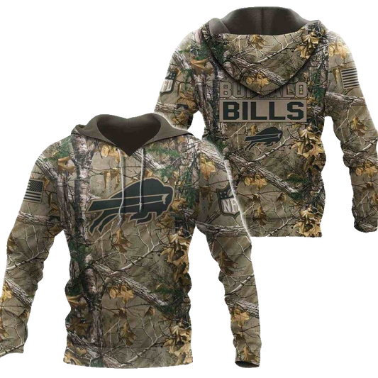 Buffalo Bills Hunting Camo AOP Hoodie -  Moonbestprint