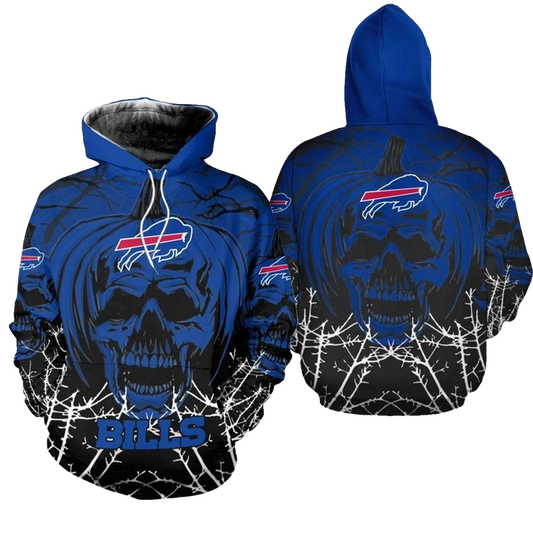 Buffalo Bills Halloween Pumpkin Skull AOP Hoodie -  Moonbestprint