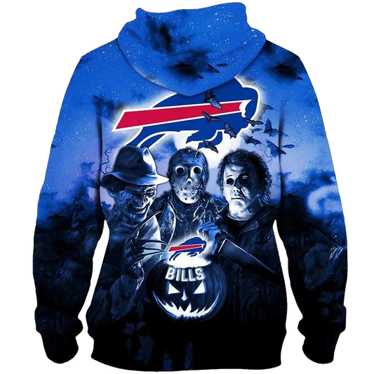 Buffalo Bills Halloween Horror Night Gift For Fans AOP Hoodie -  Moonbestprint