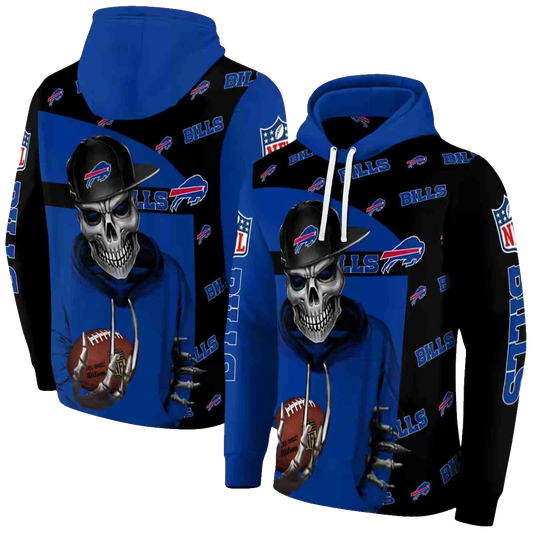 Buffalo Bills Grim Vibe Blue Black AOP Hoodie -  Moonbestprint