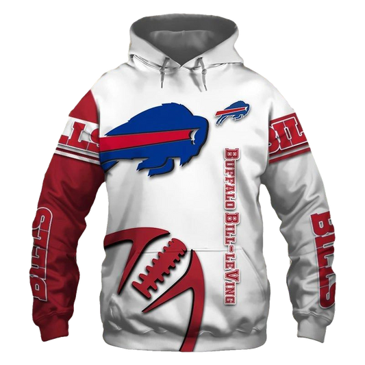 Buffalo Bills Graphic Balls White AOP Hoodie -  Moonbestprint