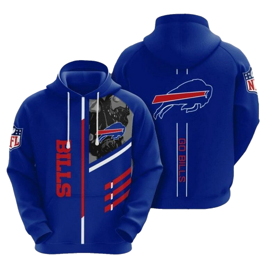 Buffalo Bills Go Bills Blue AOP Hoodie -  Moonbestprint