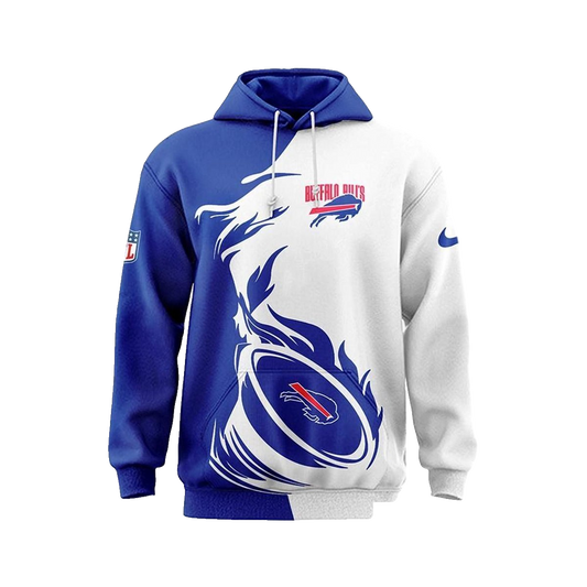 Buffalo Bills Flame Ball Luxury White And Blue AOP Hoodie -  Moonbestprint