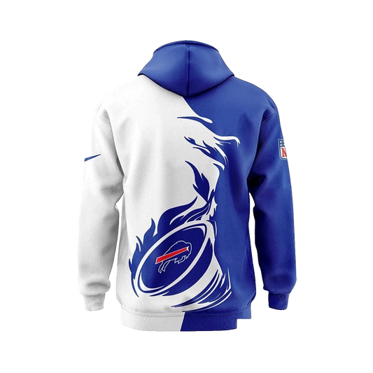 Buffalo Bills Flame Ball Luxury White And Blue AOP Hoodie -  Moonbestprint