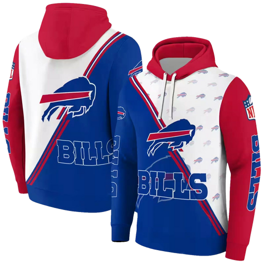 Buffalo Bills Diagonal Stripe Blue White AOP Hoodie -  Moonbestprint