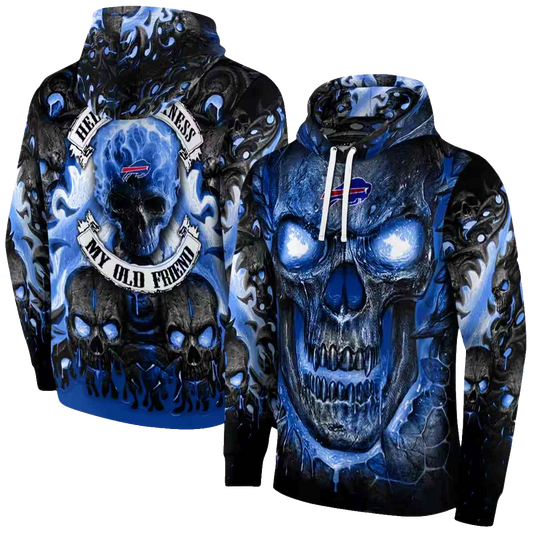 Buffalo Bills Demonic Skull Blue Black AOP Hoodie -  Moonbestprint
