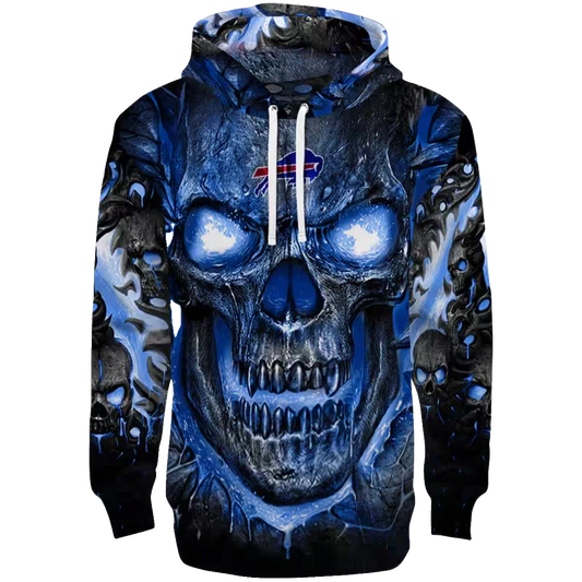 Buffalo Bills Demonic Skull Blue Black AOP Hoodie -  Moonbestprint
