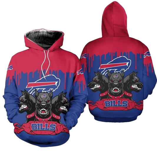 Buffalo Bills Demon Dog Graphic Gift For Fans AOP Hoodie -  Moonbestprint
