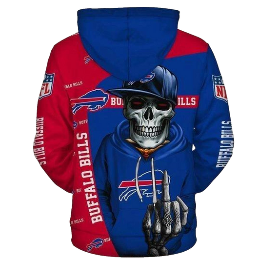 Buffalo Bills Cute Death Skull With Hat AOP Hoodie -  Moonbestprint