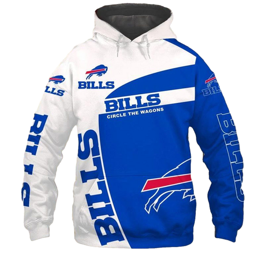 Buffalo Bills Circle The Wagons Blue And White AOP Hoodie -  Moonbestprint