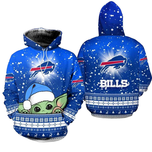 Buffalo Bills Christmas Yoda AOP Hoodie -  Moonbestprint