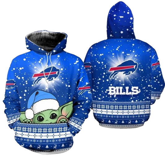 Buffalo Bills Christmas Yoda AOP Hoodie -  Moonbestprint