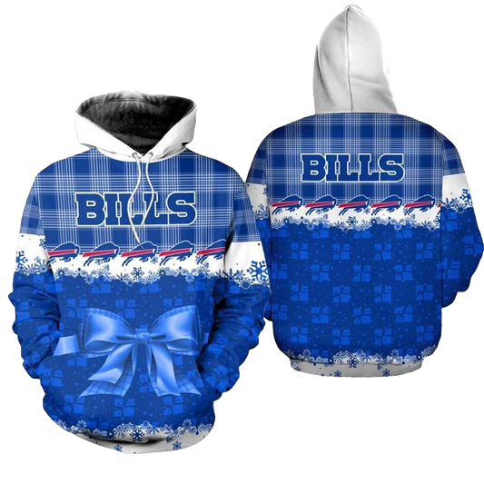 Buffalo Bills Christmas Snowman Snowflakes Football AOP Hoodie -  Moonbestprint