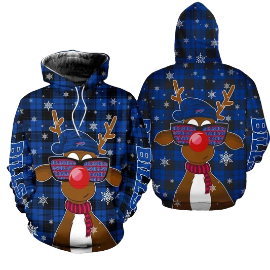 Buffalo Bills Christmas Reindeer Sunglasses Funny AOP Hoodie -  Moonbestprint