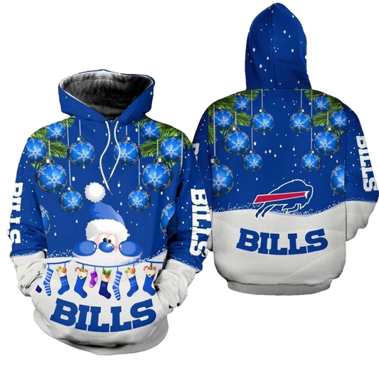 Buffalo Bills Christmas Santa Football AOP Hoodie -  Moonbestprint
