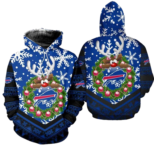 Buffalo Bills Christmas Reindeer Football AOP Hoodie -  Moonbestprint