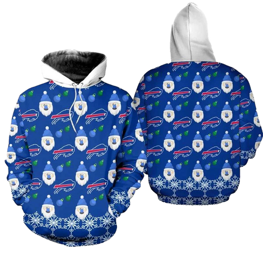 Buffalo Bills Christmas Pattern Santa Clause Football AOP Hoodie -  Moonbestprint