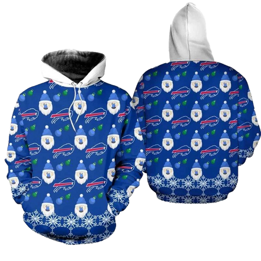 Buffalo Bills Christmas Pattern Santa Clause Football AOP Hoodie -  Moonbestprint