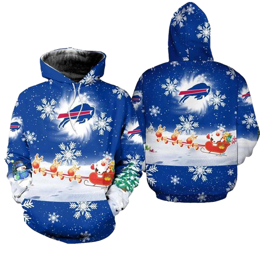 Buffalo Bills Christmas Pattern Football AOP Hoodie -  Moonbestprint