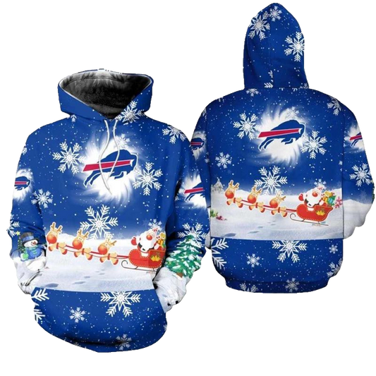 Buffalo Bills Christmas Pattern Football AOP Hoodie -  Moonbestprint