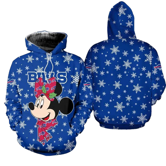 Buffalo Bills Christmas Minnie Mouse Football AOP Hoodie -  Moonbestprint