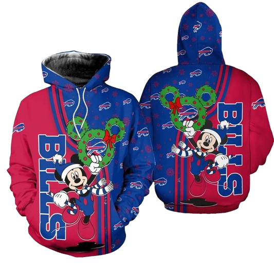 Buffalo Bills Christmas Mickey Santa AOP Hoodie -  Moonbestprint
