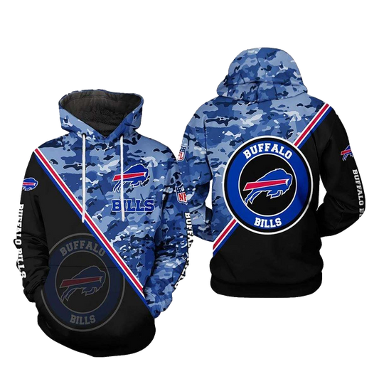 Buffalo Bills Camo And Black Pattern AOP Hoodie -  Moonbestprint