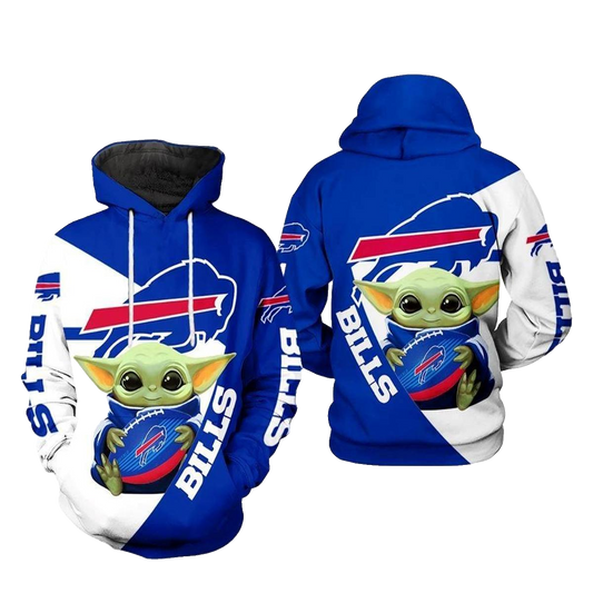 Buffalo Bills Baby Yoda Hug Ball AOP Hoodie -  Moonbestprint