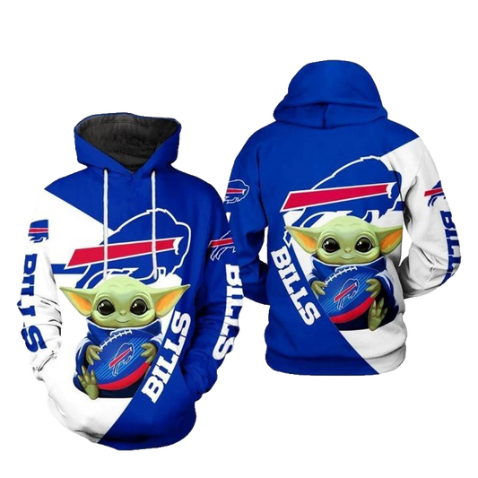 Buffalo Bills Baby Yoda Hug Ball AOP Hoodie -  Moonbestprint