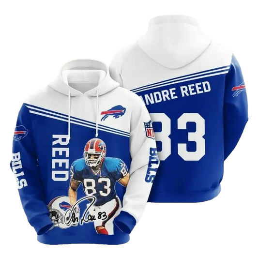 Buffalo Bills Andre Reed Signature Blue White AOP Hoodie -  Moonbestprint